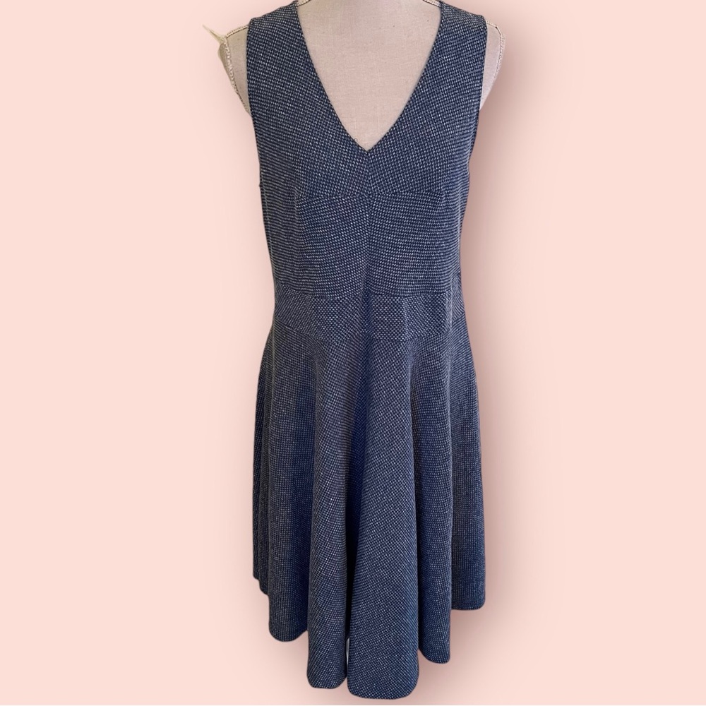 Hutch Blue with White Texture Sleeveless Fit and Flare Dress 0X